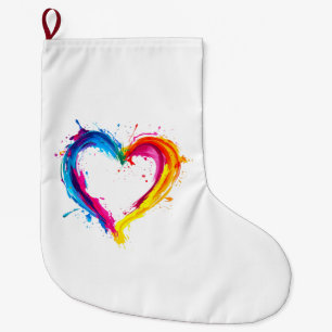 Colorful Heart Love Valentines Day Large Christmas Stocking