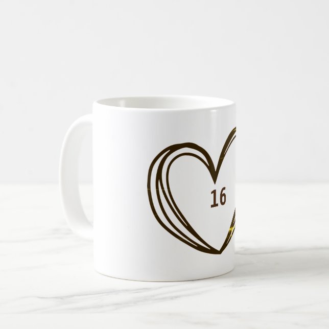 COLORFUL HEART TEXT MUG (Front Left)