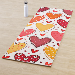 Colorful Heartfelt Love Pattern Design Yoga Mat