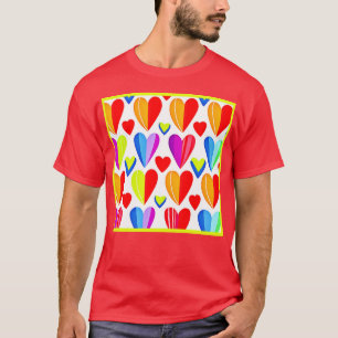 Colorful Hearts Bliss: Stylish Pattern T-Shirt