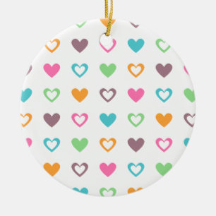 colorful hearts ceramic ornament