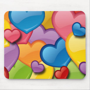 COLORFUL HEARTS COLLAGE MOUSE PAD