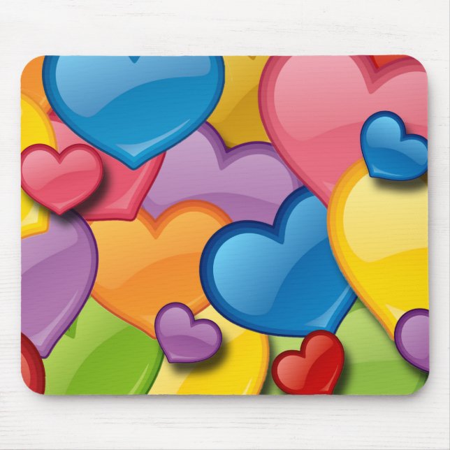 COLORFUL HEARTS COLLAGE MOUSE PAD (Front)