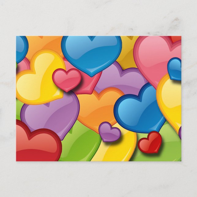 COLORFUL HEARTS COLLAGE POSTCARD (Front)