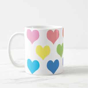 Colorful hearts design coffee mug