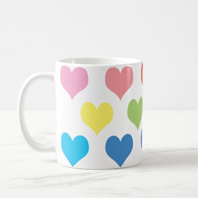 Colorful hearts design coffee mug (Left)