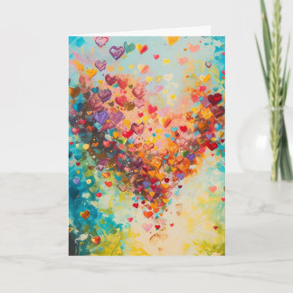 Colorful Hearts Paint Art Romantic Love Card