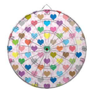 Colorful hearts pattern dartboard