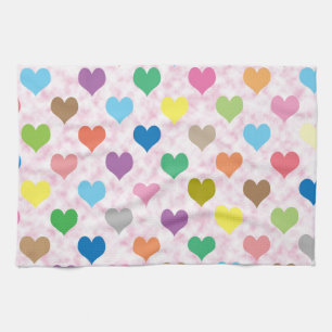 Colorful hearts pattern kitchen towel