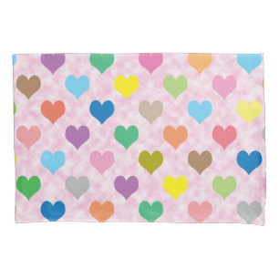 Colorful hearts pattern pillowcase