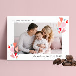 Colorful Hearts Photo Valentine's Day Holiday Card<br><div class="desc">Cute Valentine's Day photo card featuring your horizontal photo in the middle adorned with hearts at the corners in shades of red,  blue,  pink,  blush,  and coral. Personalize the design by adding your name,  the year,  and a custom greeting. The card reverses to display an additional photo.</div>
