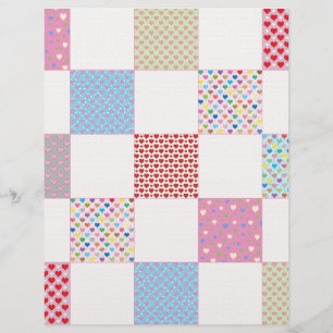 Colorful hearts quilt pattern