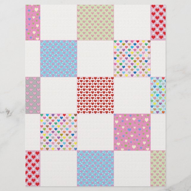 Colorful hearts quilt pattern (Front)