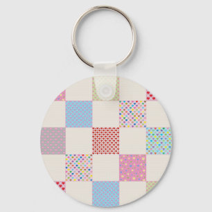 Colorful hearts quilt pattern keychain