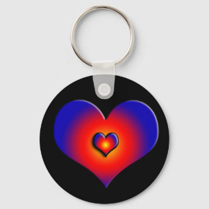 COLORFUL HEARTS, red blue black Keychain
