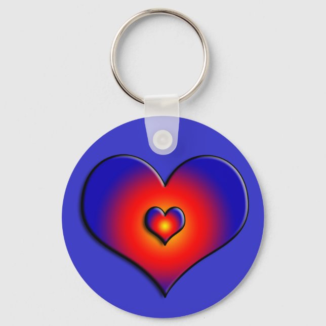 COLORFUL HEARTS, red blue Keychain (Front)