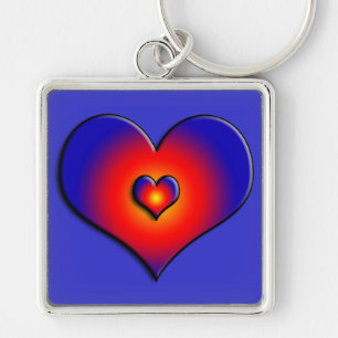 COLORFUL HEARTS, red blue Keychain