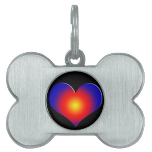 COLORFUL HEARTS, red blue orange Pet Name Tag