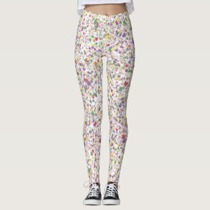 Colorful Hearts Splatter Paint, Abstract Leggings
