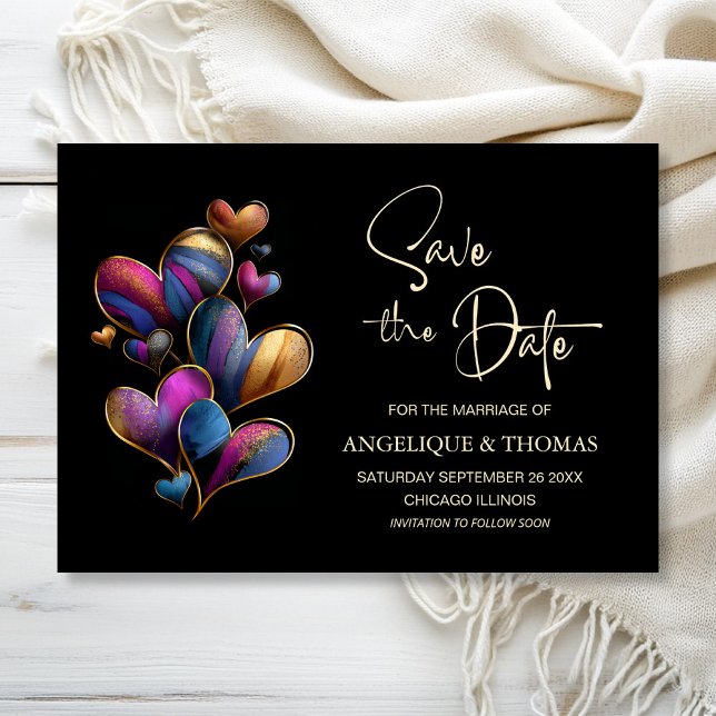Colorful Hearts Wedding Save the Date (Créateur téléchargé)