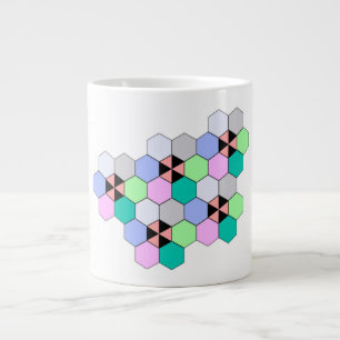 COLORFUL HEXAGON SHAPES LARGE COFFEE MUG