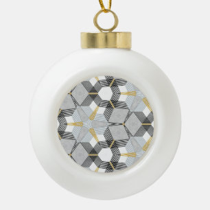 Colorful hexagon square: geometric kaleidoscope. ceramic ball christmas ornament