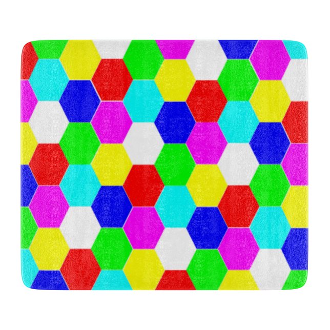 COLORFUL HEXAGONS CUTTING BOARD (Front)