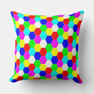 COLORFUL HEXAGONS THROW PILLOW