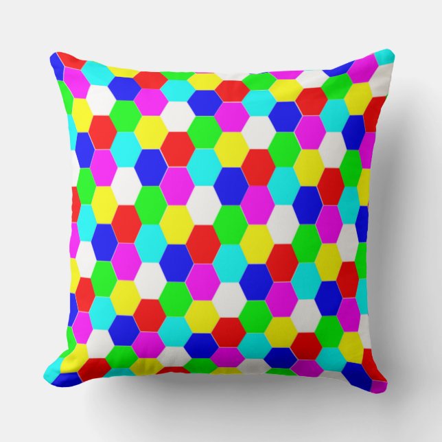 COLORFUL HEXAGONS THROW PILLOW (Front)