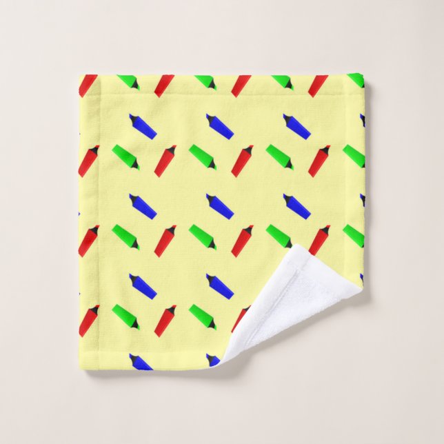 Colorful high lighters on yellow (Gant de toilette)