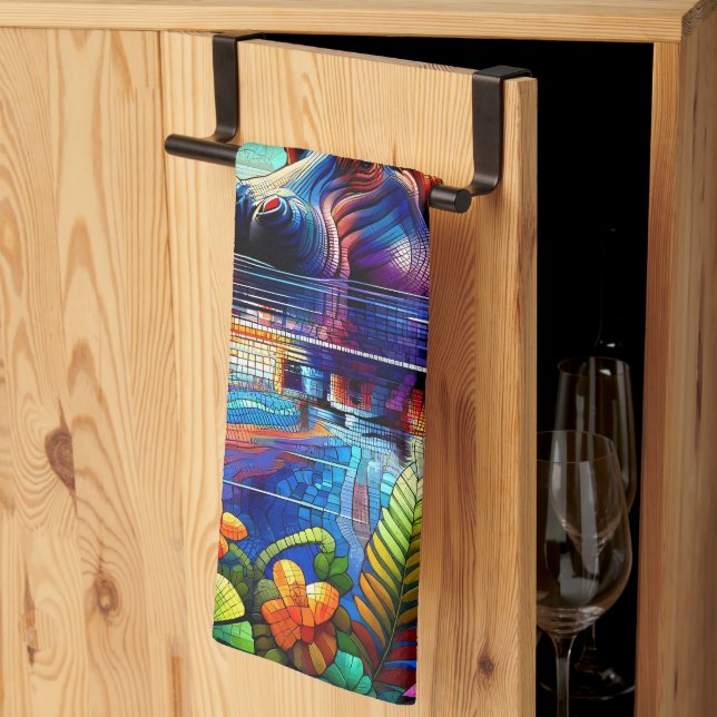 Colorful Hippo  Kitchen Towel (Thirds Fold)