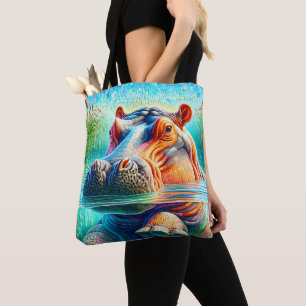 Colorful Hippo Tote Bag