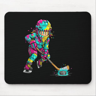 Colorful Hockey Ice Cream Drip Player  Mouse Pad
