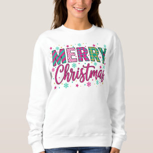 Colorful Holiday Design with Snowflakes & Stars Sweatshirt