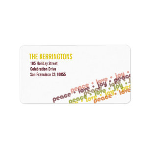 Colorful Holiday Love Peace Joy Address Labels