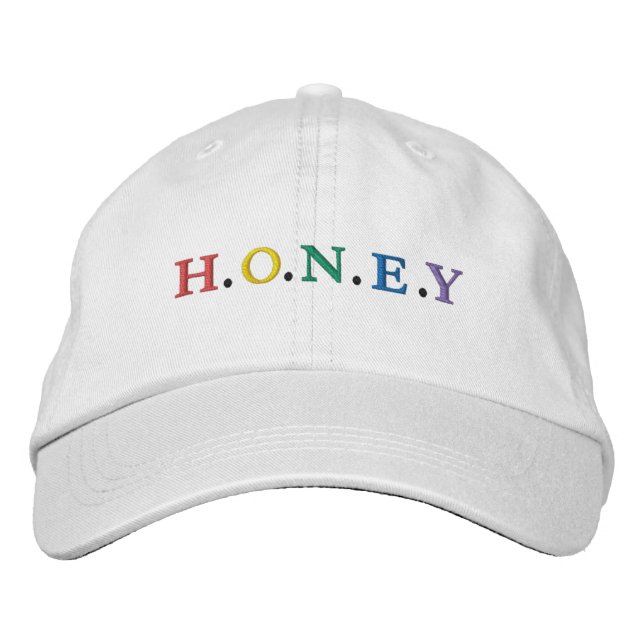 Colorful HONEY Embroidered Baseball Cap (Front)