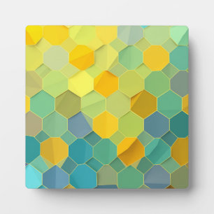 Colorful Honeycomb Geometric Pattern Plaque