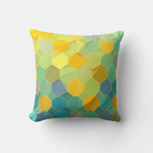 Colorful Honeycomb Geometric Pattern Throw Pillow