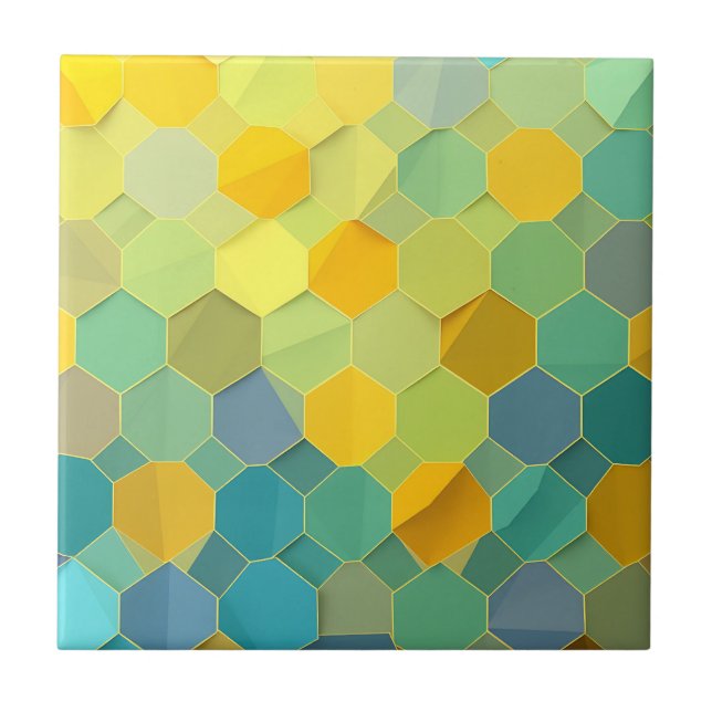 Colorful Honeycomb Geometric Pattern Tile (Front)