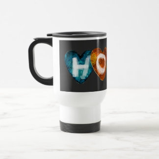 Colorful HOPE Hearts – Inspirational Love Typograp Travel Mug