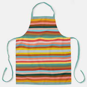 Colorful Horizontal Retro Stripes  Apron