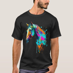 colorful horse design in watercolor T-Shirt