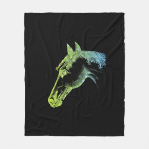 COLORFUL HORSE HEAD FLEECE BLANKET