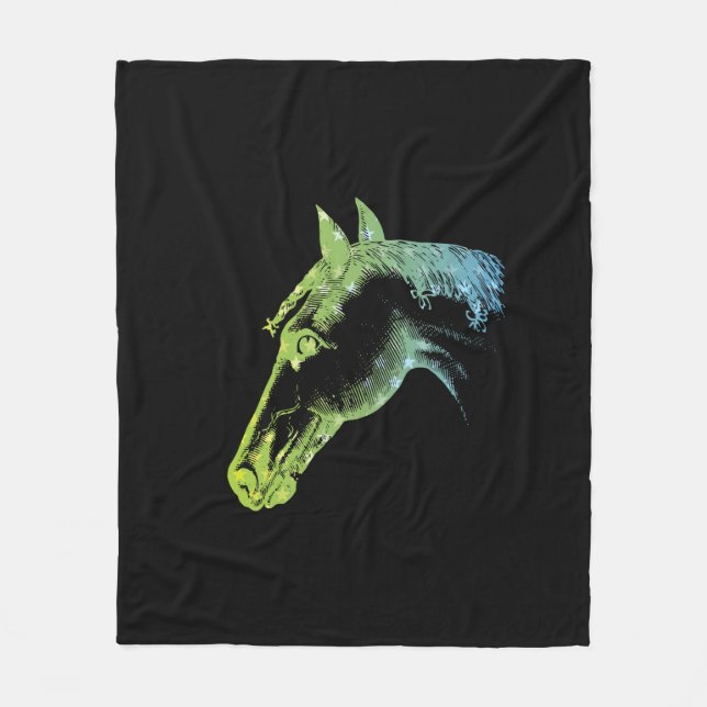 COLORFUL HORSE HEAD FLEECE BLANKET (Front)