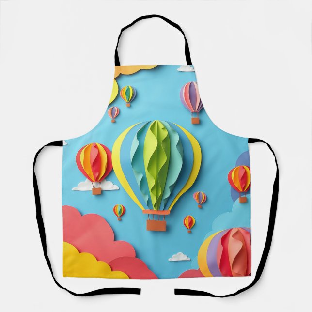 Colorful Hot Air Balloons Sky Pattern Apron (Front)