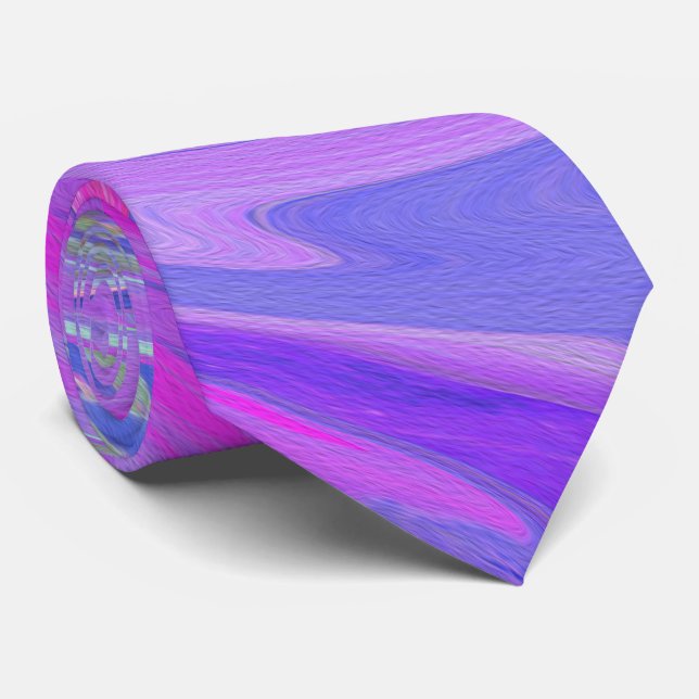 Colorful Hot Pink and Purple Boho Hippie Swirl Tie (Rolled)