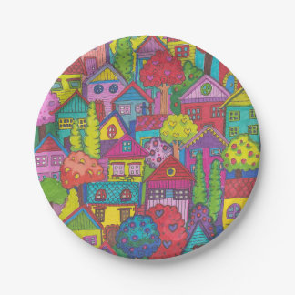 Colorful House Paper Plates