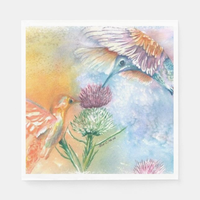 COLORFUL HUMMING BIRDS PARTY NAPKIN (Front)