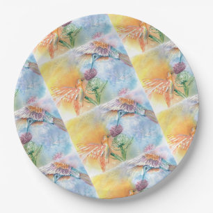 COLORFUL HUMMING BIRDS PARTY PAPER PLATE
