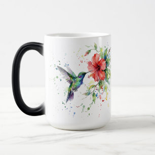 Colorful Hummingbird Watercolor Floral Nature Art Magic Mug